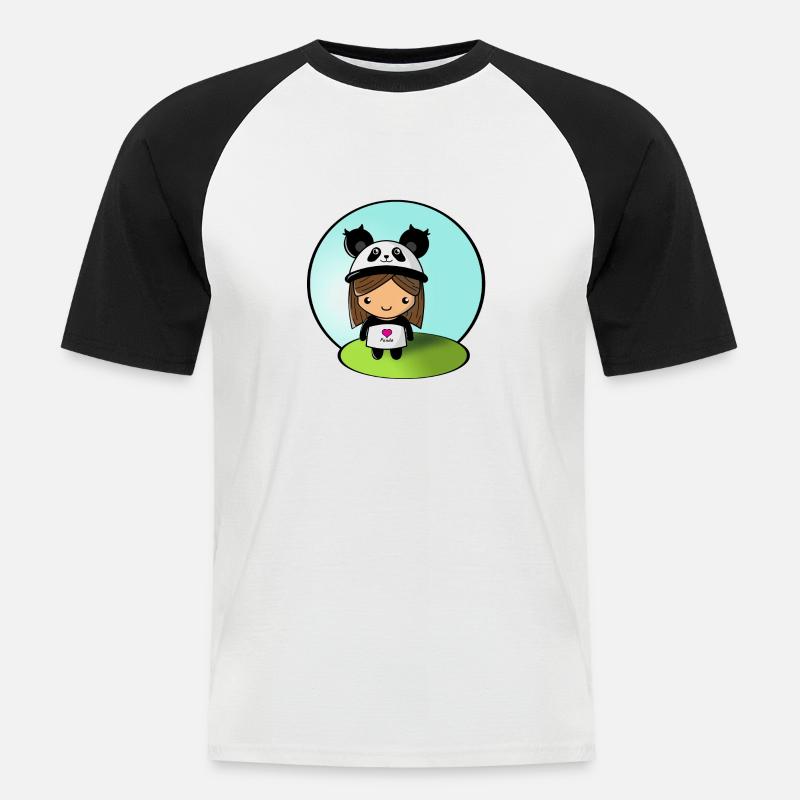 Panda-Mädchen! - Männer Baseball-T-Shirt - Weiß/Schwarz