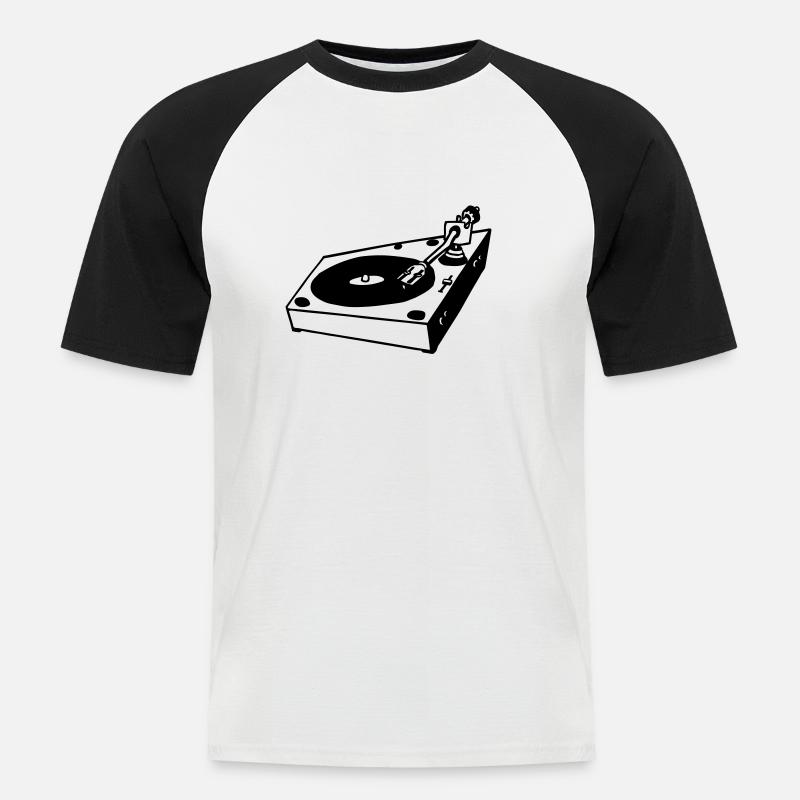 turntable - Männer Baseball-T-Shirt - Weiß/Schwarz