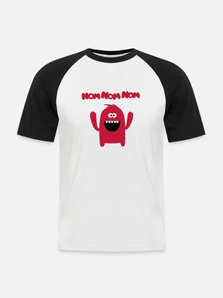 Om nom nom nom - Monster - Men's Baseball T-Shirt - white/black