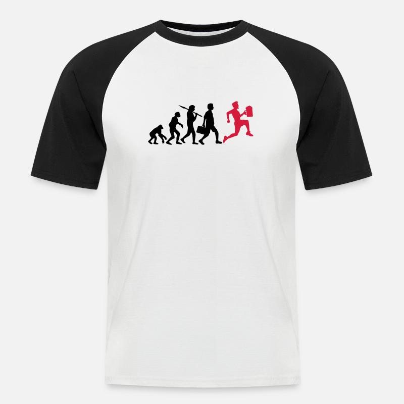 Evolution Bier Rennen Saufen - Männer Baseball-T-Shirt - Weiß/Schwarz