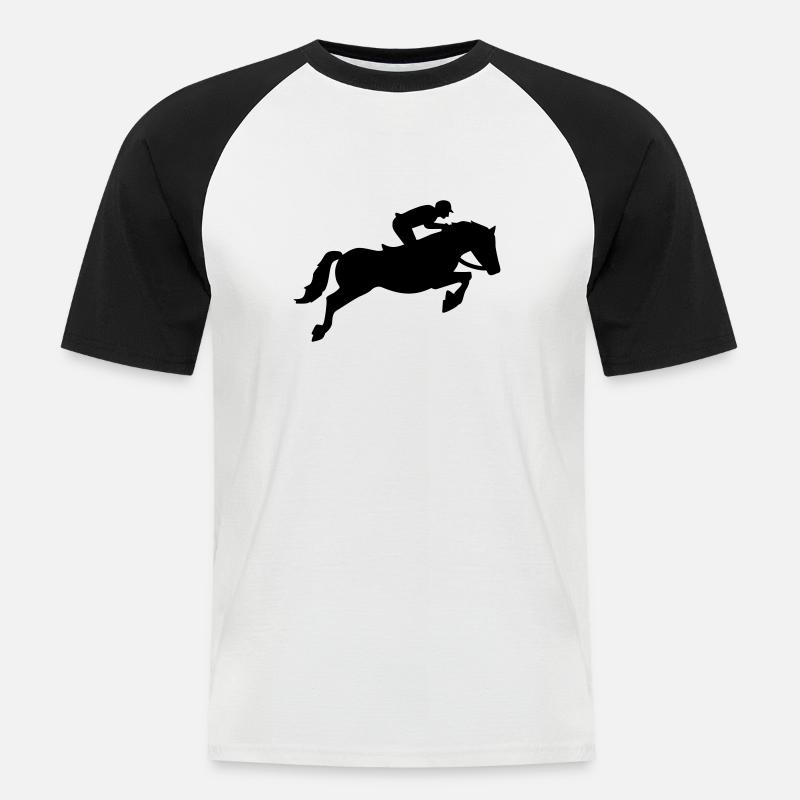 Springreiten - Männer Baseball-T-Shirt - Weiß/Schwarz