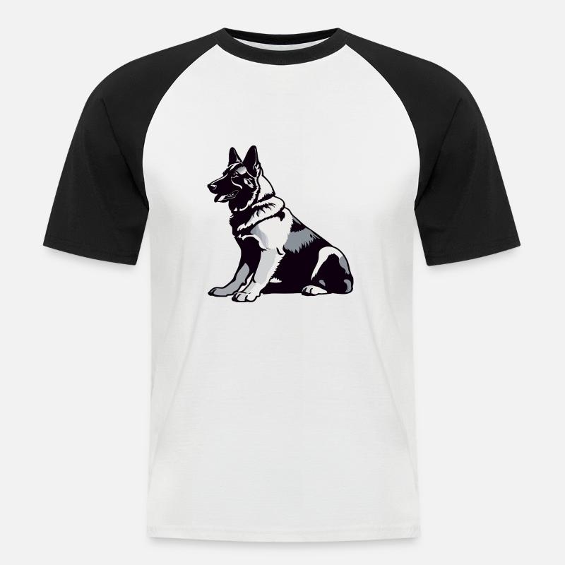 Sitting German Shepherd - Pet Sticker - Männer Baseball-T-Shirt - Weiß/Schwarz
