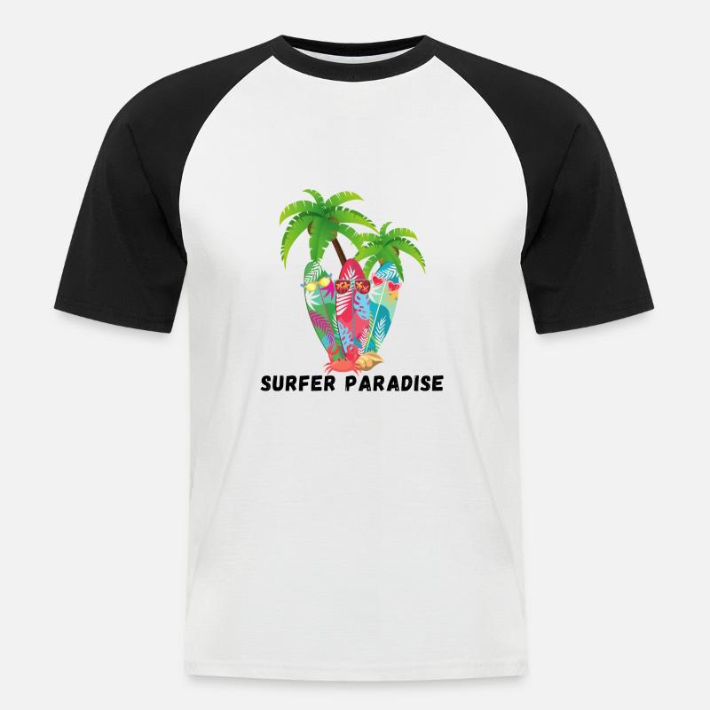 Surfer Paradise - Männer Baseball-T-Shirt - Weiß/Schwarz