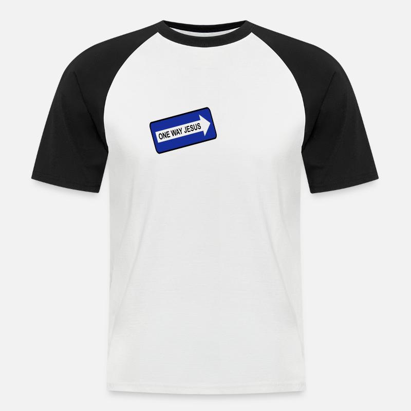 One Way Jesus - Männer Baseball-T-Shirt - Weiß/Schwarz