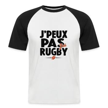 Je Peux Pas J'ai Rugby Cadeau Amoureux De Rugby - T-shirt baseball manches courtes Homme - blanc/noir - Devant - Nik (191cm)