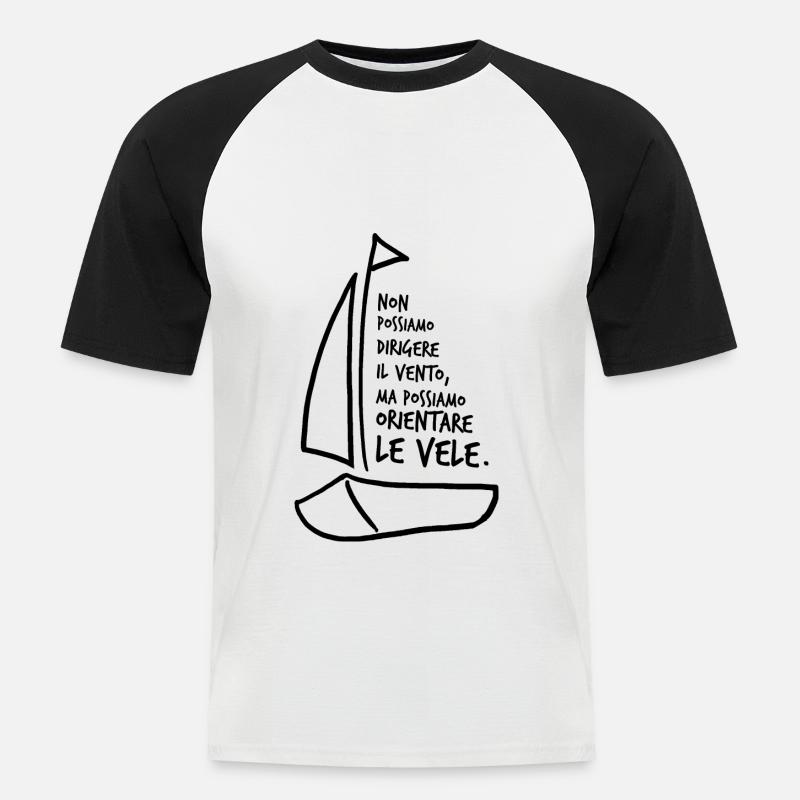 Non possiamo dirigere il vento N - Maglia da baseball a manica corta da uomo - bianco/nero