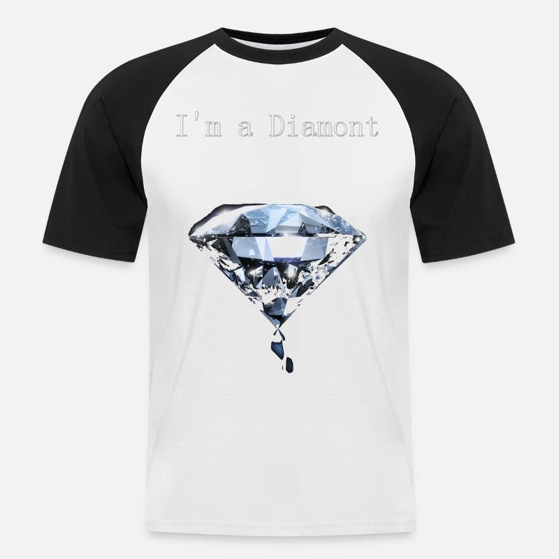 Ich bin ein Diamant - Männer Baseball-T-Shirt - Weiß/Schwarz
