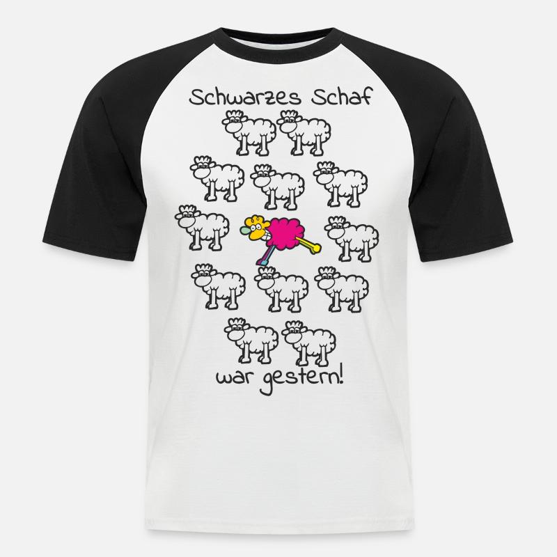 schwarzes Schaf war gestern - Männer Baseball-T-Shirt - Weiß/Schwarz