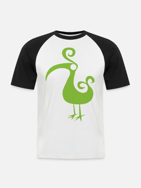 GREENEY Vogel 5 grün green bird design Schnabel - Männer Baseball-T-Shirt - Weiß/Schwarz