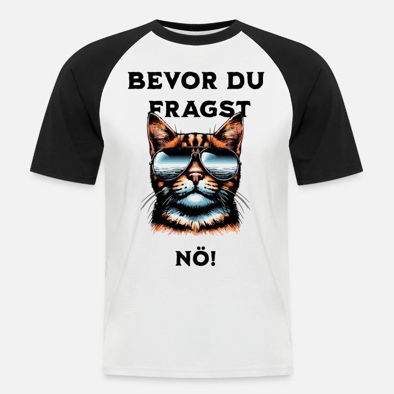 Bevor du Fragst Nö! - Männer Baseball-T-Shirt - Weiß/Schwarz
