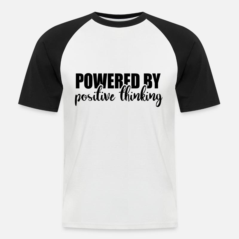 Powered by positive thinking - Männer Baseball-T-Shirt - Weiß/Schwarz