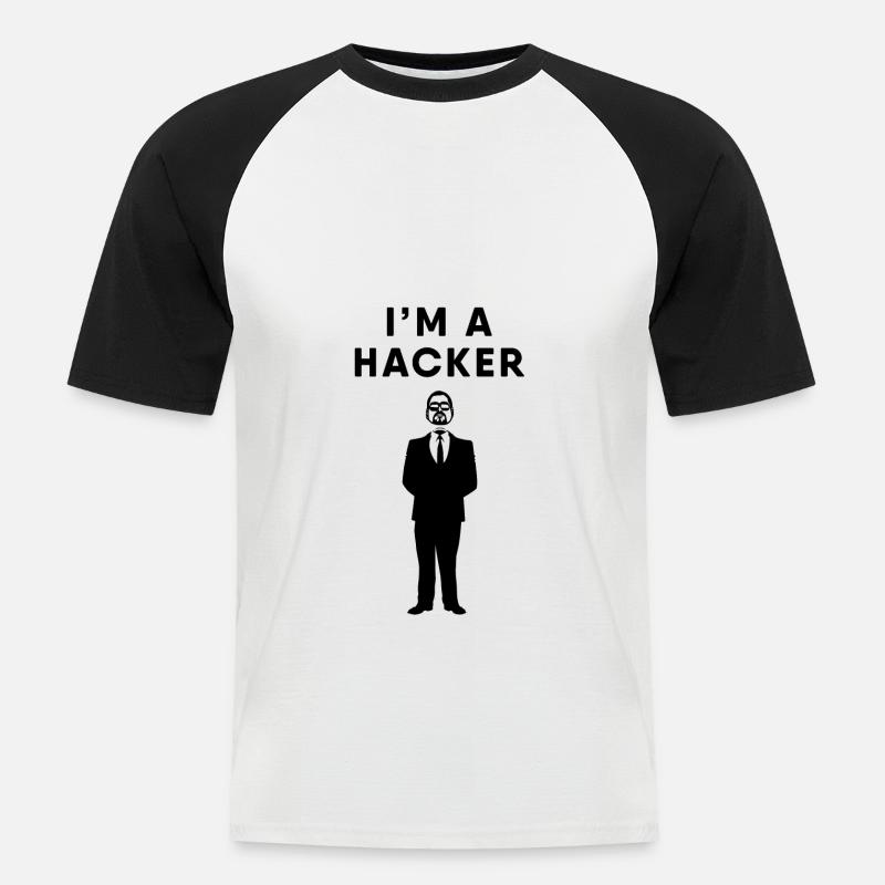 Hacker / Hacken / Hacking - Männer Baseball-T-Shirt - Weiß/Schwarz