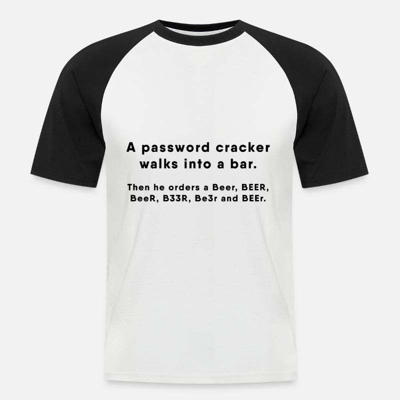 Hacker - Passwort Cracker - Männer Baseball-T-Shirt - Weiß/Schwarz