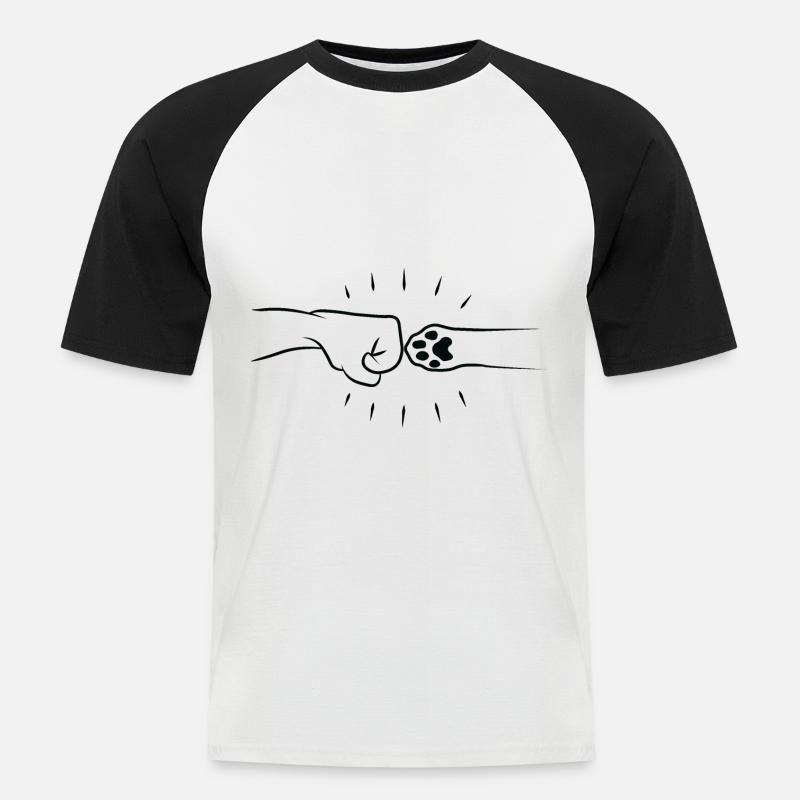 Katzenfauststoß - Männer Baseball-T-Shirt - Weiß/Schwarz