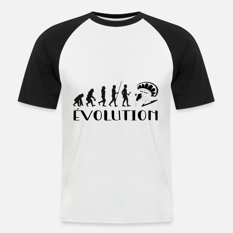 Evolution Vom Affen zum Surfer - Männer Baseball-T-Shirt - Weiß/Schwarz