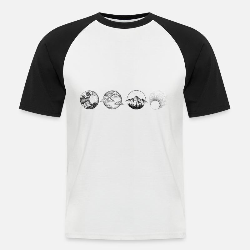 Elemente Zeichnung Design print elements - Männer Baseball-T-Shirt - Weiß/Schwarz