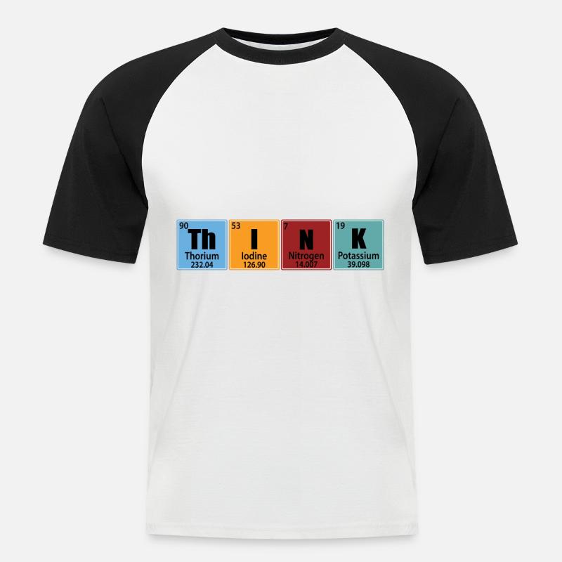 Denken - Elemente des Periodensystems - Männer Baseball-T-Shirt - Weiß/Schwarz