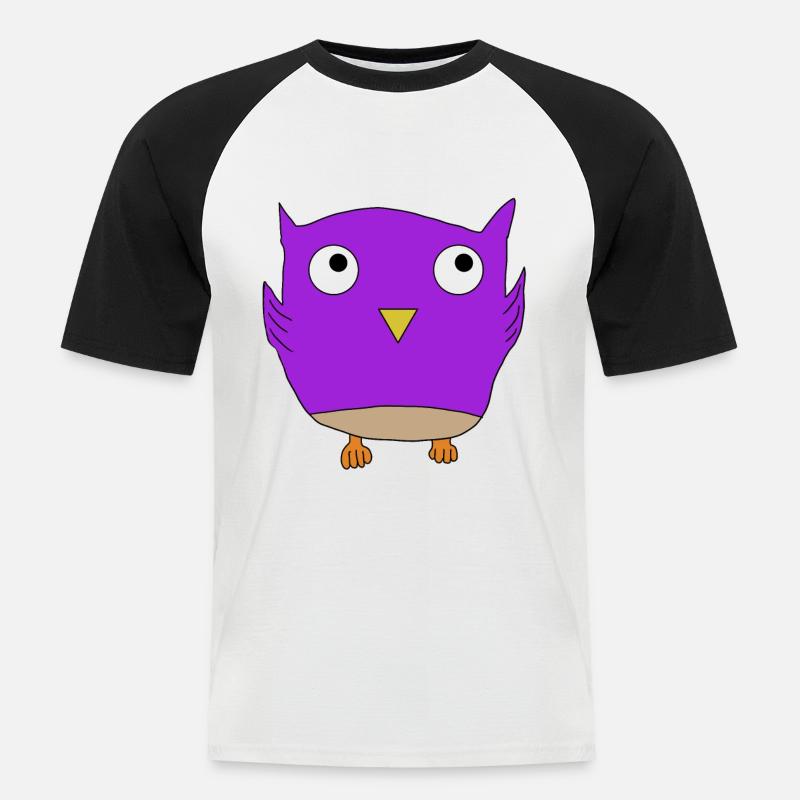 Kleine süße Eule - Männer Baseball-T-Shirt - Weiß/Schwarz