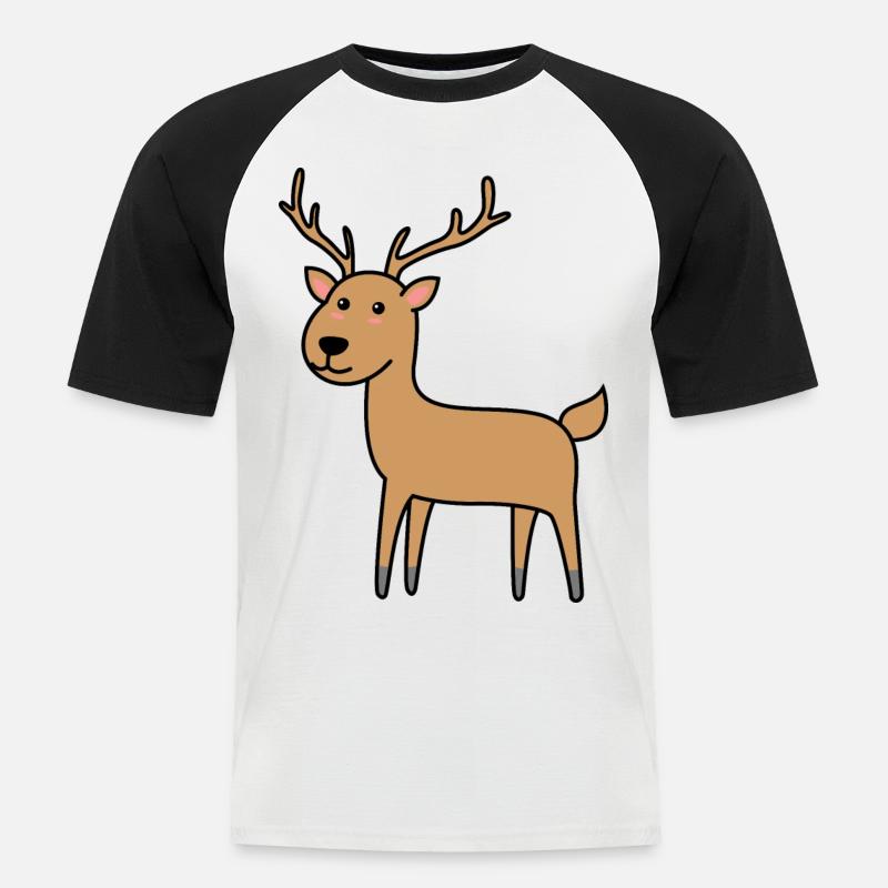 Hirsch Comic Tier - Männer Baseball-T-Shirt - Weiß/Schwarz