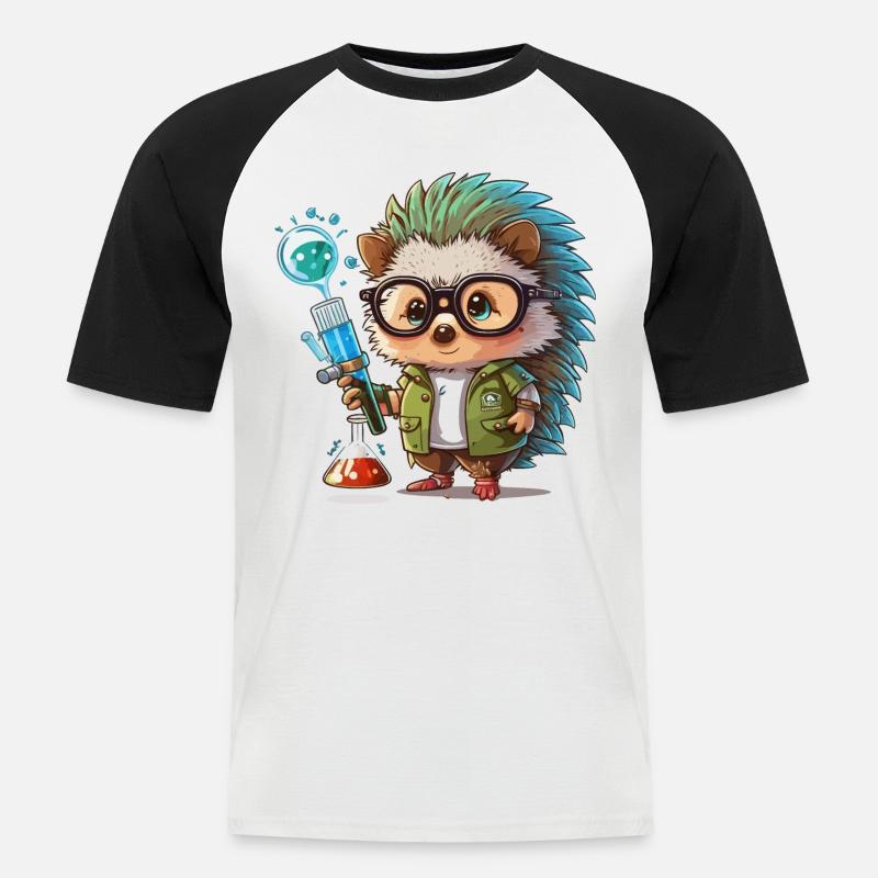 Igel-Labor - Männer Baseball-T-Shirt - Weiß/Schwarz