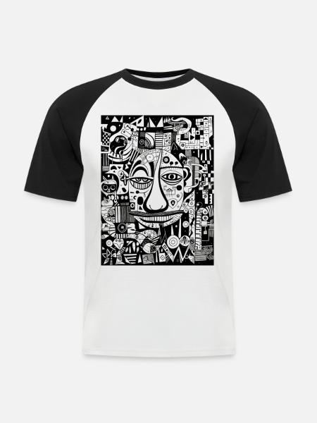 Graffiti Inspirationen:Tapir - Männer Baseball-T-Shirt - Weiß/Schwarz