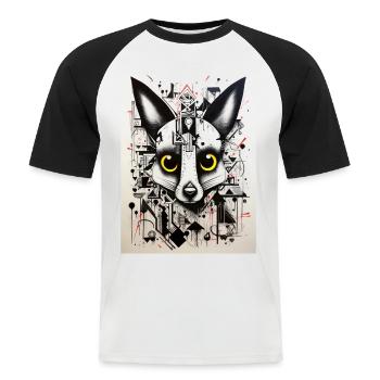 Inspirations graffiti : Kangourou - T-shirt baseball manches courtes Homme - blanc/noir - Devant - Nik (191cm)