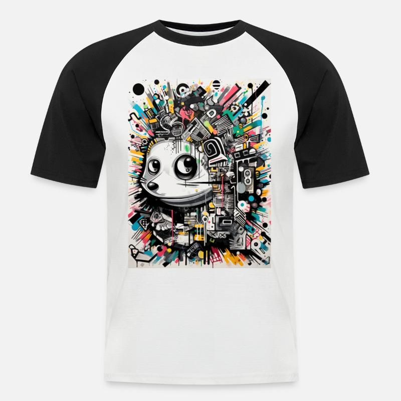 Graffiti Inspirationen:Igel - Männer Baseball-T-Shirt - Weiß/Schwarz