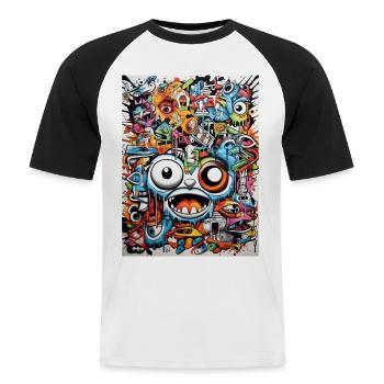 Inspirations graffiti :Hummingbird Street Art - T-shirt baseball manches courtes Homme - blanc/noir - Devant - Nik (191cm)