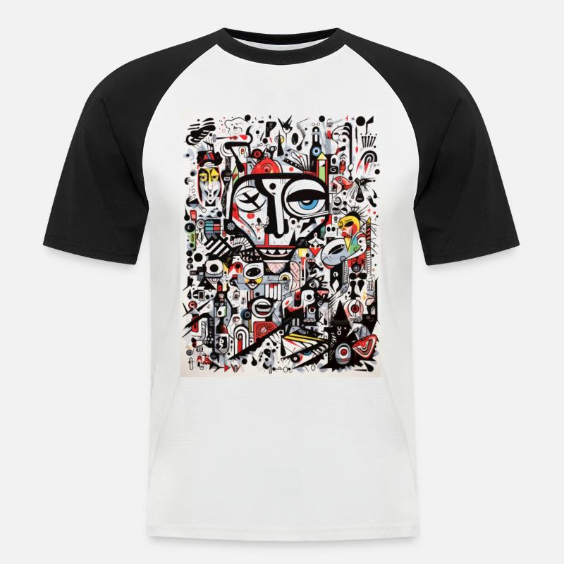 antilope Graffiti style - Männer Baseball-T-Shirt - Weiß/Schwarz
