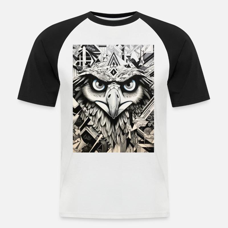 Eagle Geometry Abstraction Graffiti - Men's Baseball T-Shirt - white/black