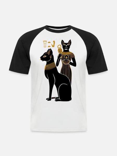 BASTET - Männer Baseball-T-Shirt - Weiß/Schwarz