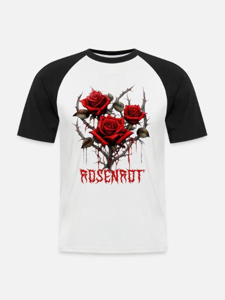 Rosenrot Dornen - Männer Baseball-T-Shirt - Weiß/Schwarz