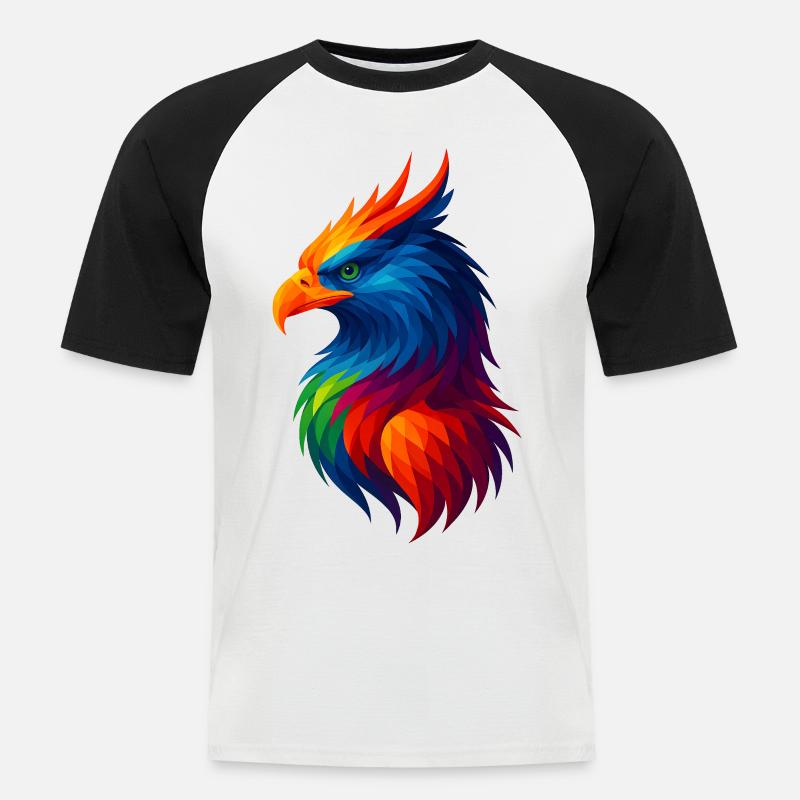 WPAP Stil Polygon Tiere - Greiff - Männer Baseball-T-Shirt - Weiß/Schwarz