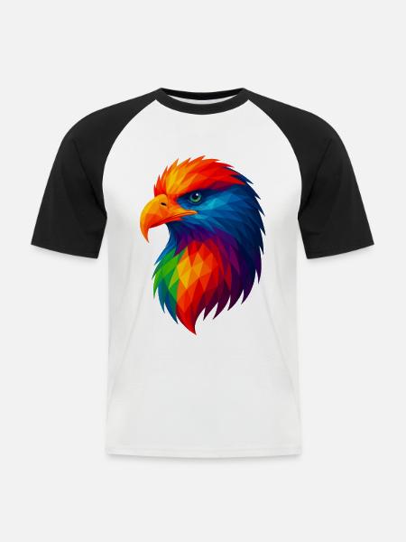 WPAP Polygon Style Animals - Eagle - Men's Baseball T-Shirt - white/black