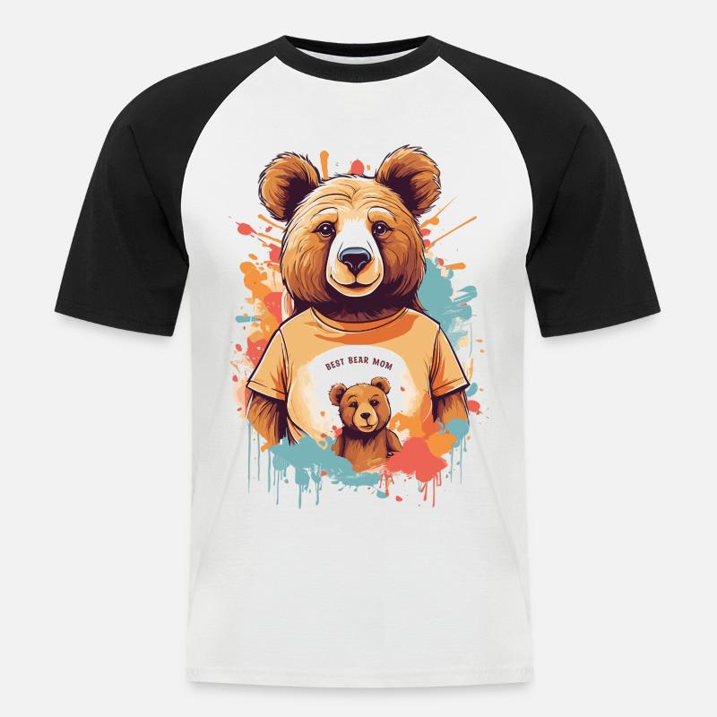 Beste Bär Mutter - Männer Baseball-T-Shirt - Weiß/Schwarz