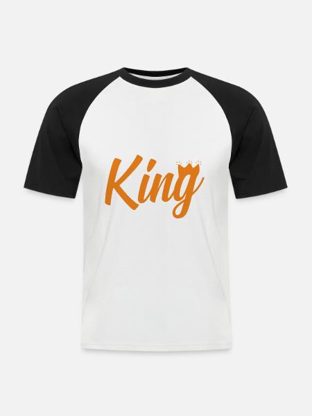 Schafkopf King - Männer Baseball-T-Shirt - Weiß/Schwarz