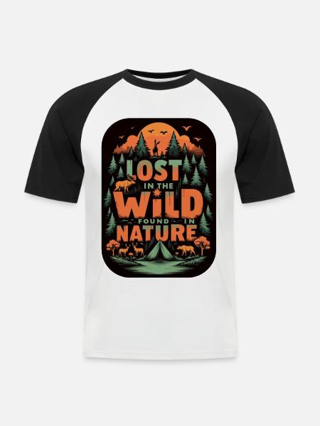 Camping dans la nature sauvage - T-shirt baseball manches courtes Homme - blanc/noir