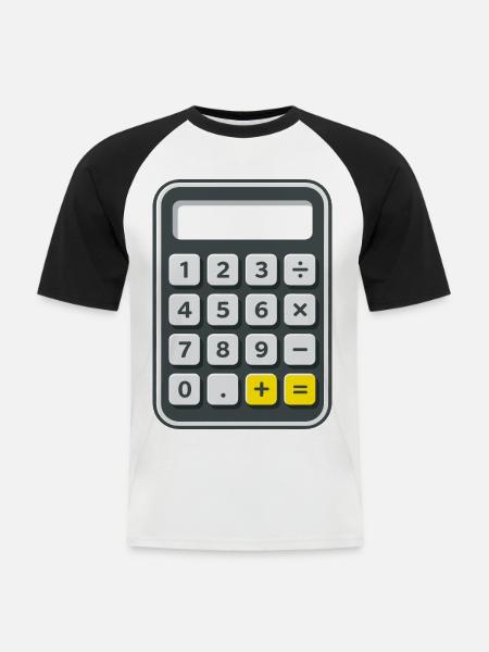 Taschenrechner Kostüm Karneval Fasching Nerd - Männer Baseball-T-Shirt - Weiß/Schwarz