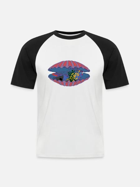 Unterwasserwelt - Männer Baseball-T-Shirt - Weiß/Schwarz
