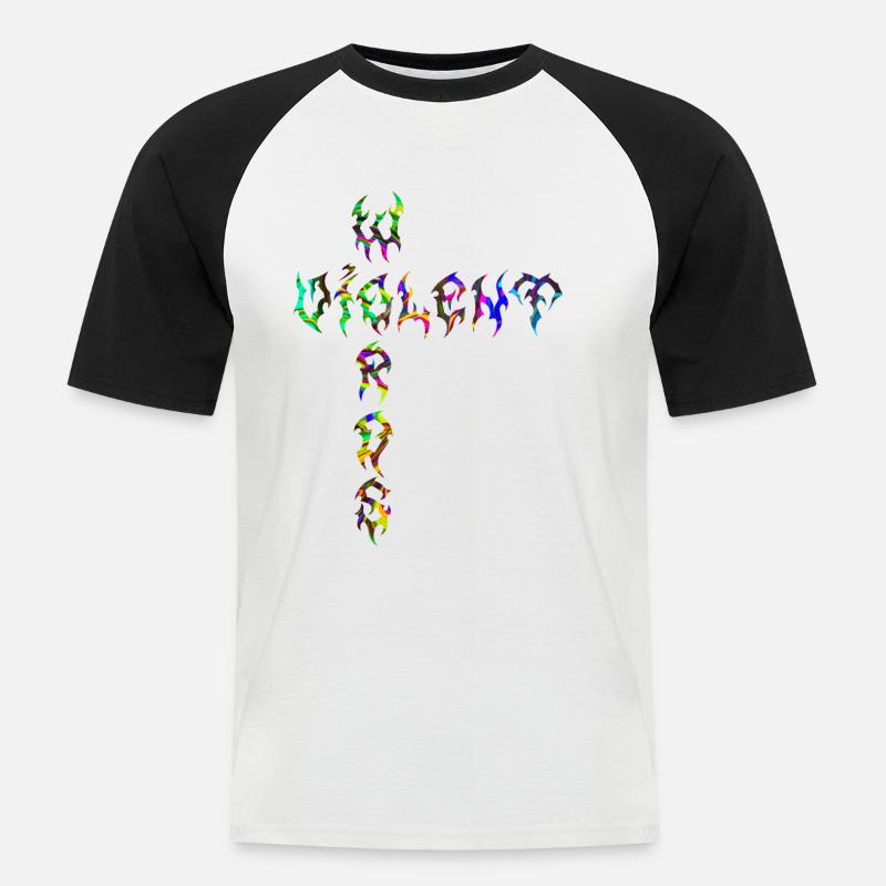 Violent Words - Männer Baseball-T-Shirt - Weiß/Schwarz