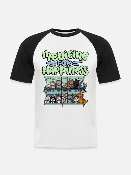 My Happy Medicine Every Day Pill - Men's Baseball T-Shirt - white/black