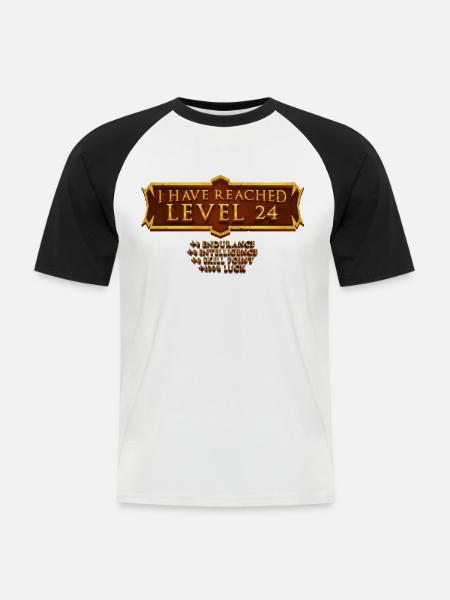 I have reached level 24 rpg online gaming - Men's Baseball T-Shirt - white/black