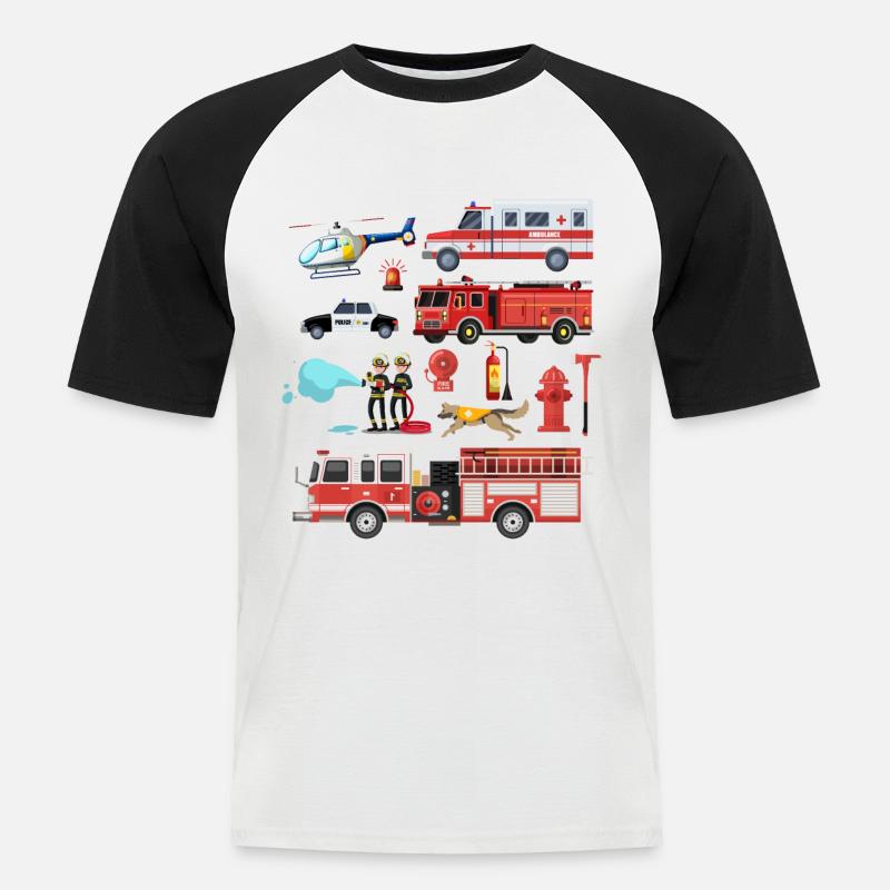 Fire Engine Rescue Firefighter Firefighter - Men's Baseball T-Shirt - white/black