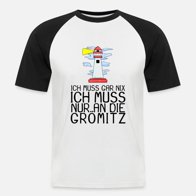 Grömitz Spruch Sprüche - Männer Baseball-T-Shirt - Weiß/Schwarz
