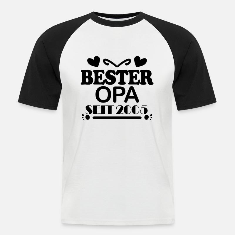 Bester Opa seit 2005 - Männer Baseball-T-Shirt - Weiß/Schwarz