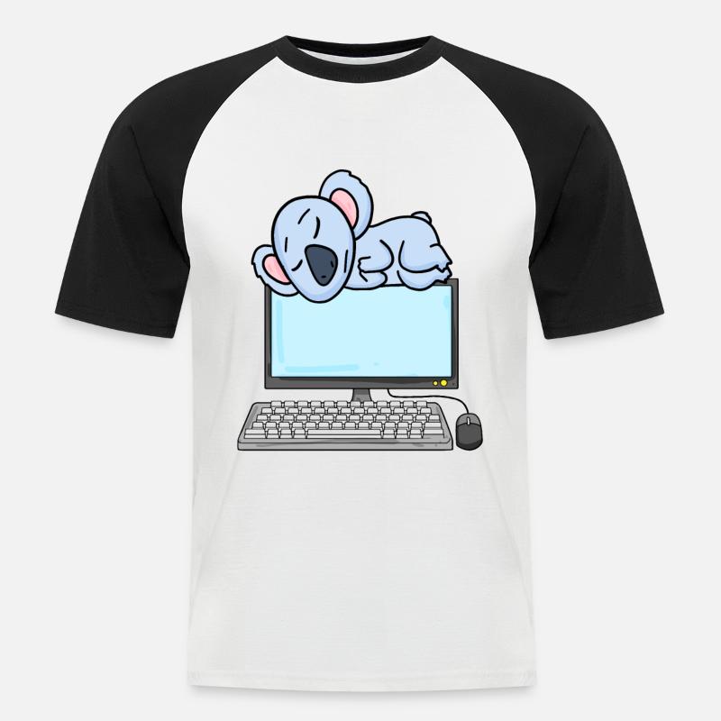 Koala Computer Nerd Programmierer Geschenk - Männer Baseball-T-Shirt - Weiß/Schwarz