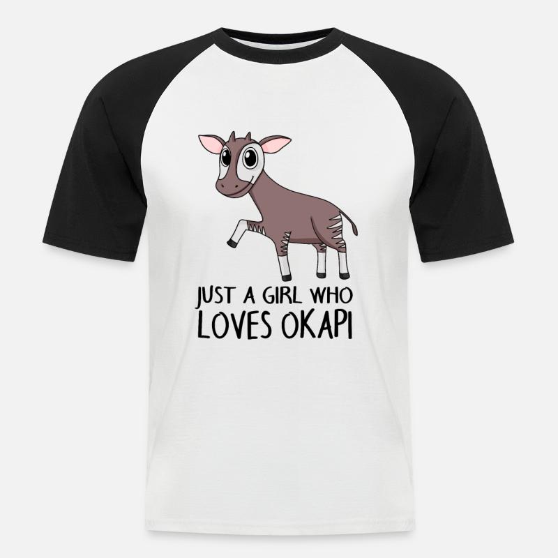 Okapi Mädchen Spruch - Männer Baseball-T-Shirt - Weiß/Schwarz