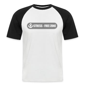 Zone sans stress - signe du mois de - T-shirt baseball manches courtes Homme - blanc/noir - Devant - Nik (191cm)