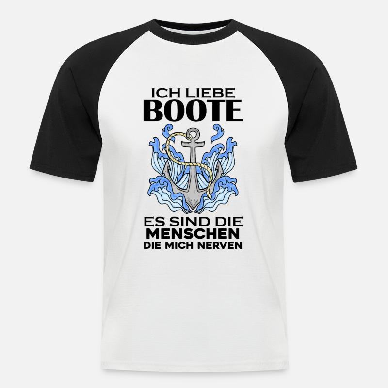 Boote Motorboot Boot - Männer Baseball-T-Shirt - Weiß/Schwarz