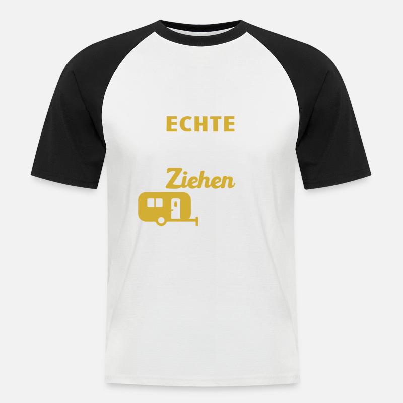 echte kerle ziehen wohnwagen - Männer Baseball-T-Shirt - Weiß/Schwarz